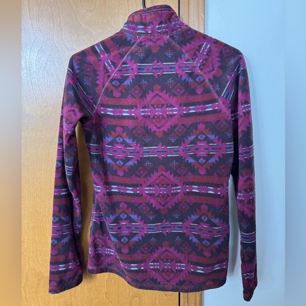 Eddie Bauer Burgundy Patterned Half Zip Pullover - image 3